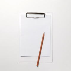 White clipboard with blank sheet of paper and pen
