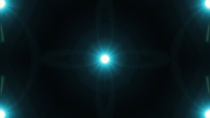 Beautiful lens flare with rays on a black background.