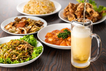 中華料理とビール