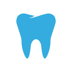 Tooth vector icon dentist in flat style. Blue teeth symbol on white background.