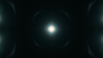 Beautiful lens flare with rays on a black background.