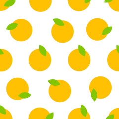 Orange fruit seamless pattern. Sweet citrus background with yellow juicy oranges. Vector illustration.
