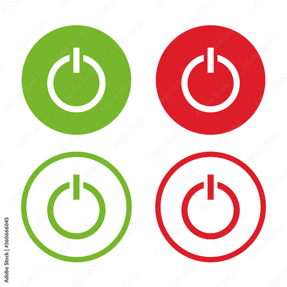 Poster set start and stop button icon. power button. vector illustration.