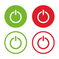 Set start and stop button icon. Power button. Vector illustration.