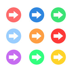 Set of colorful flat vector arrows buttons. Collection arrow icon. Arrow vector icon. Arrows isolated on white background. Vector illustration EPS 10.