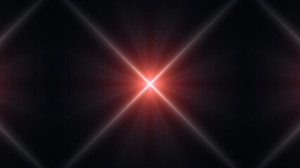 Beautiful lens flare with rays on a black background.