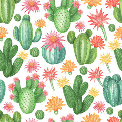 Pattern of cacti with flowers