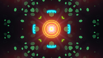 A variety of glowing abstract hud elements.