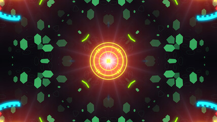A variety of glowing abstract hud elements.