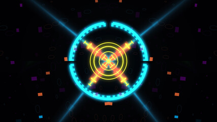 A variety of glowing abstract hud elements.