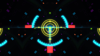 A variety of glowing abstract hud elements.