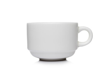 Generic white ceramic tea cup on white