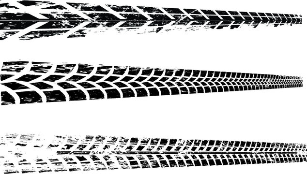Vector Print Textured Tire Track . Design Element . Car tread silhouette . Mud splash grunge texture