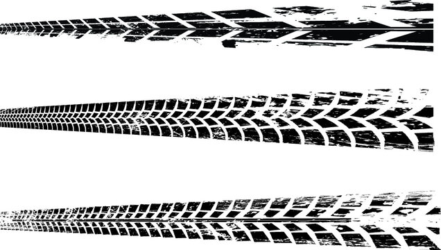 Vector Print Textured Tire Track . Design Element . Car tread silhouette . Mud splash grunge texture