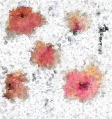 A collection of brightly-colored watercolor-based  loose floral shapes