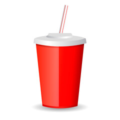 Red paper cup for soft drink
