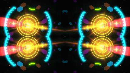 A variety of glowing abstract hud elements.