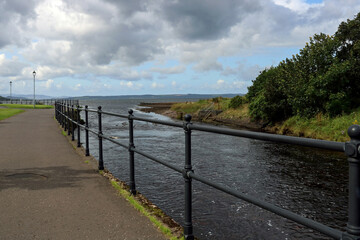 Fototapeta premium River Walkway at Largs Scotland on a Cloudy Afternoon