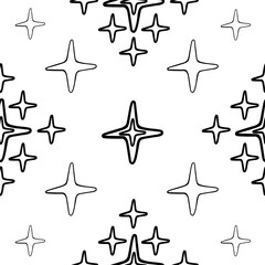 Obraz premium Hand draw black star seamless pattern on white background. Vector design