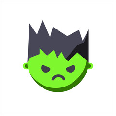 vector icon of neutral emoji of green evil face