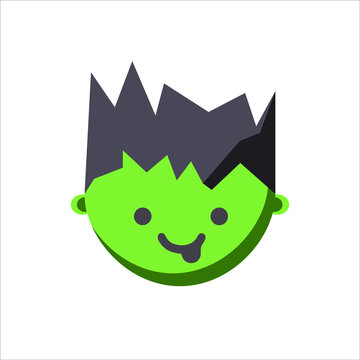 vector icon of dizz emoji of green evil face