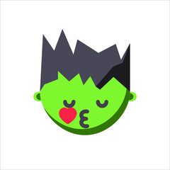 vector icon of angry emoji of green evil face