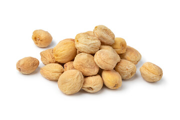 Heap of dried sweet orange apricots with seed inside