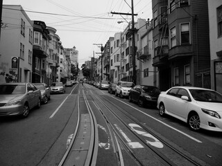 Fototapeta na wymiar Tramline street in San Fransisco