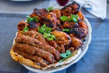 Arabic food on dinning table 