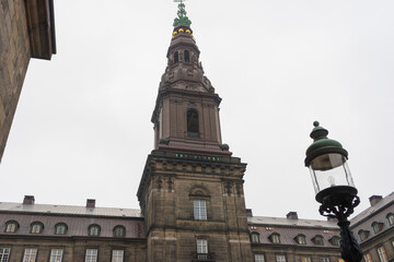 Christiansborg Palace in winter time in Copenhagen, Denmark.