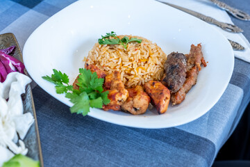 Arabic food on dinning table 
