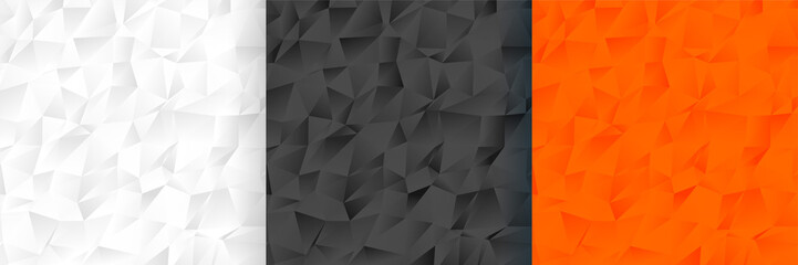 Fototapeta premium abstract low poly three color background pattern set