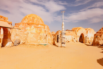 Star Wars decoration in Sahara desert. Appearance of original set was used in film. Ong Jewel Star...
