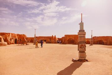 Tunisia, may 2014: Star Wars decoration in Sahara desert. Appearance of original set was used in...
