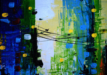Abstract oil painting city scape background.