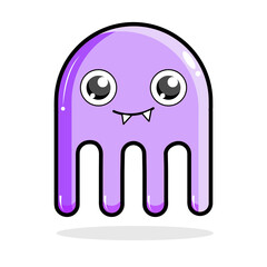 illustration vector of cute cartoon jellyfish. cute animal, sea animal character perfect for magazine, book, poster, card, children invitation,books cover , school stuff cover ,etc , isolated on white