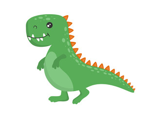 Fototapeta na wymiar Cute baby green dinosaur. Vector isolated illustration