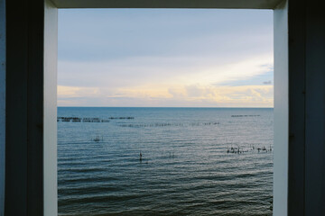 sea scape view from window square frame