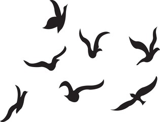 Vector Of Flying Birds In The Sky