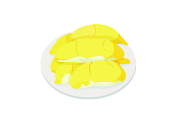 durian fruit in the plate on white background illustration vector 