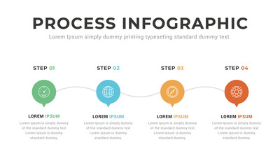 Fototapeta na wymiar Business process infographic template. Thin line design with numbers 4 options or steps. Vector illustration graphic design. 4 step circle business processing layout.