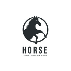 Horse logo design. Shilhouette animal horse vector drawing