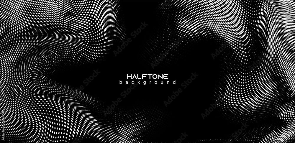 Poster Abstract vector background. Halftone gradient gradation. Vibrant flowing texture. Smoke effect. Retro design.