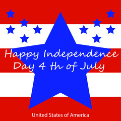 Happy Independence Day 4th of July. American flag with stars.