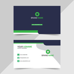 Personal business card design template. Green color visiting card, office  Vector illustration