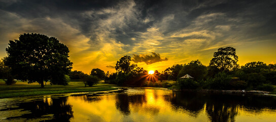 sunset over the lake