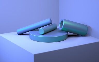 Abstract image of cylinders on a pedestal 3D image