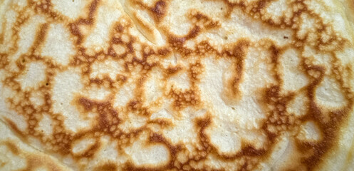 Close-up pancake surface. Beautiful background. Copy space.