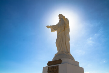 Sacred heart of Jesus statue from the hill of Vera town, Spain