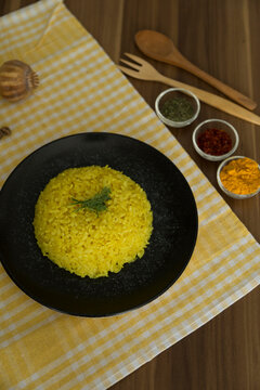 cooking rice with Curcuma Longa, turmeric or Zerdecal for healthy life